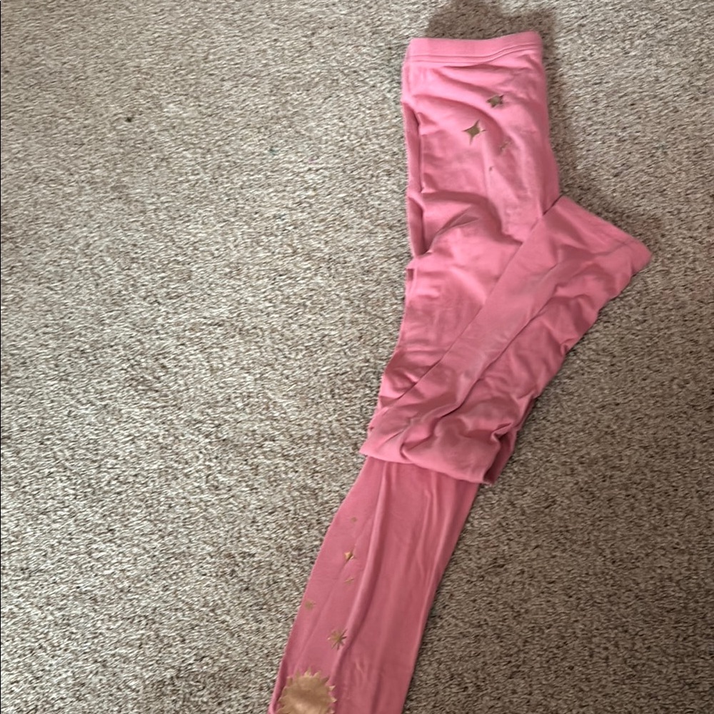 Pink Leggings with Gold Star Accents